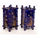 A pair of Pinder & Bourne Aesthetic style vases of square section,