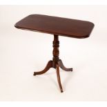 A 19th Century rectangular mahogany table, raised on a turned column and tripod support,