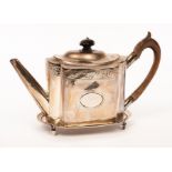 A George III silver teapot, James Mince, London 1795, with hinged cover,