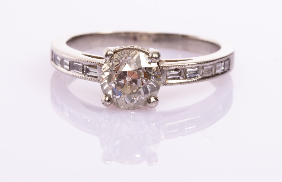 A diamond solitaire ring, the old cut diamond of approximately 1.