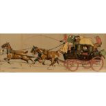 Cecil Aldin (1870-1935)/The Eton Coach/colour print, 27cm x 70.