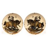 A pair of Zsolnay Pecs porcelain chargers,