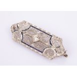 An Art Deco diamond and 14k white gold brooch,