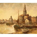 20th Century Continental School/Continental Port Scene/indistinctly signed/oil on canvas,
