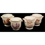 A pair of Vista Alegre Portuguese pottery two-handled jardinières, transfer printed game and grouse,