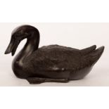 A Japanese bronze figure of a duck,