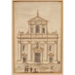 Francesco Zucchi (1692-1764)/The Facade of the Church in Palermo/pen and ink,