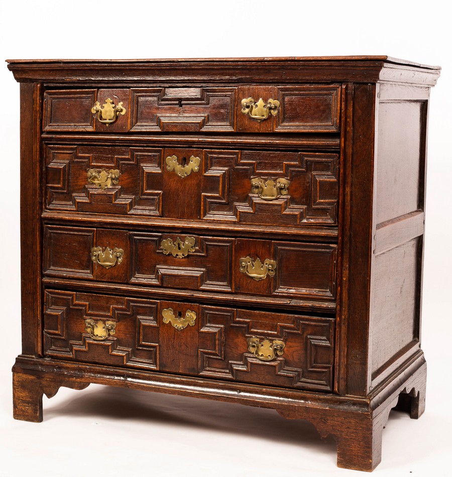 A 17th Century oak chest with plain rectangular top, - Image 2 of 2