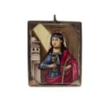 An 18th Century Russian travelling icon, depicting Saint Barbara,