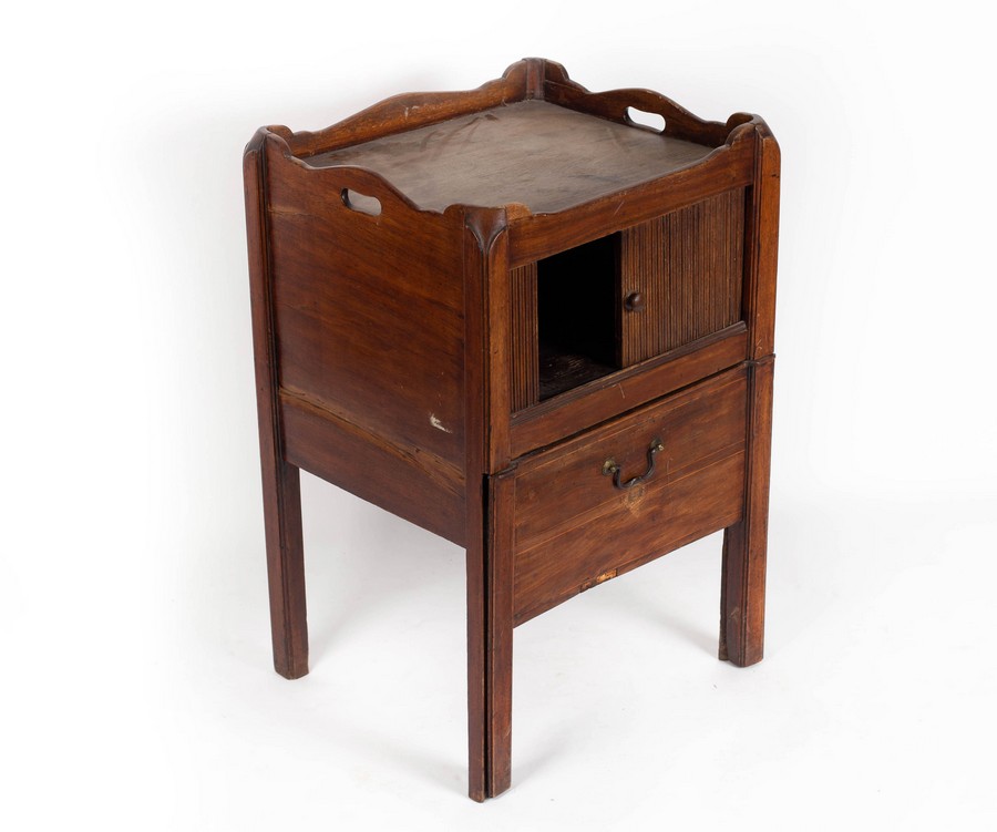 A late 18th Century mahogany tray-top bedside cupboard, - Image 2 of 4