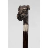 A walking stick, the head modelled as an Airedale terrier,