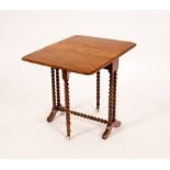 A walnut two-flap table on bobbin turned legs,