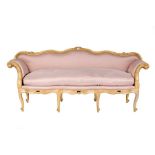 A French carved gilt wood canape of Louis XV design,