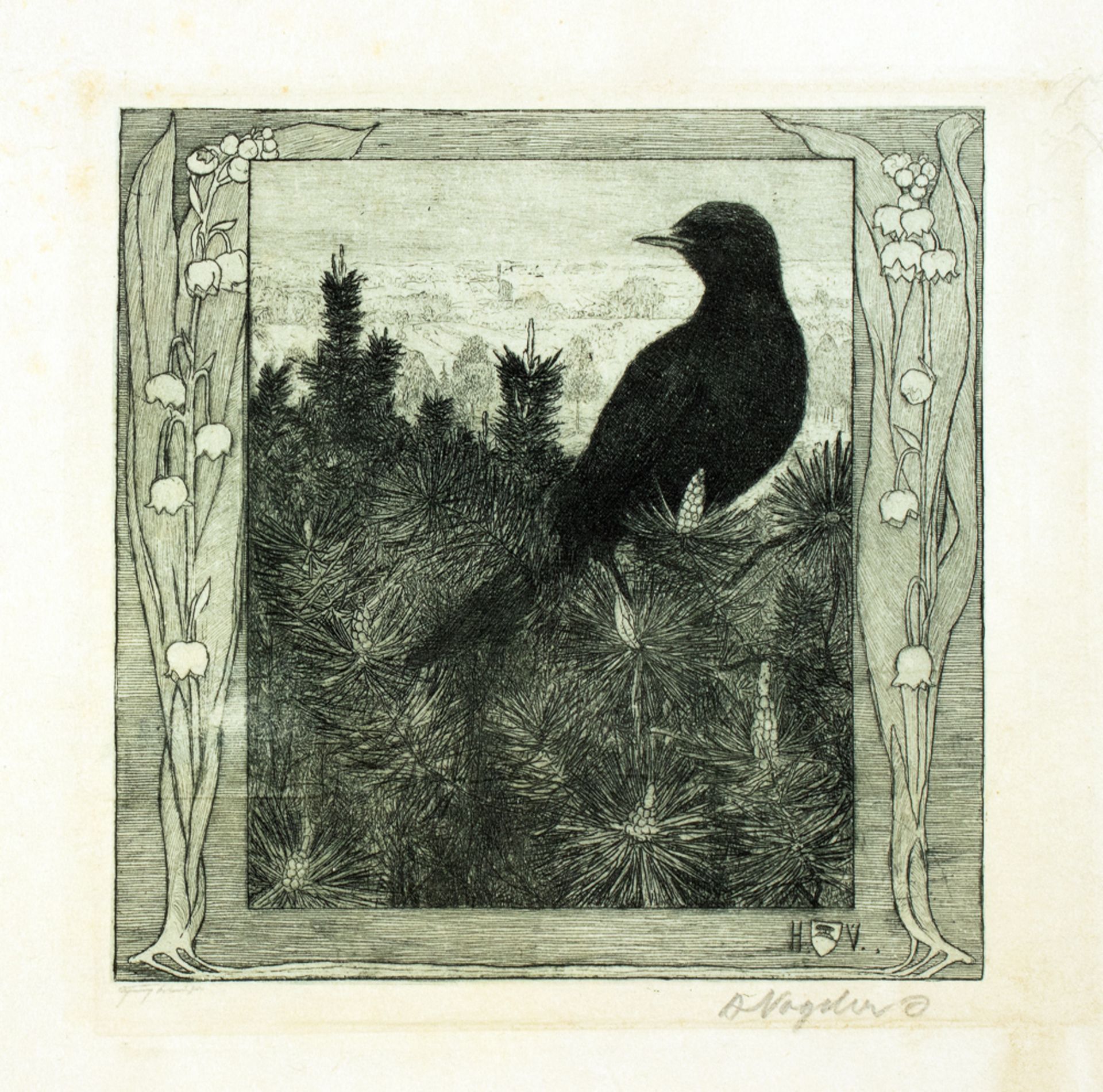 Vogeler. Die Amsel. Radierung. 1899