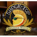 A Shock Top Belgian White neon sign