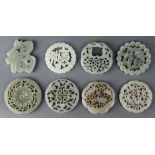 (lot of 8) Chinese Carved Jade Plaques