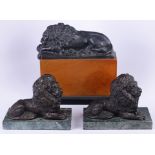 (lot of 3) Group of Classical style figures of recumbant lions