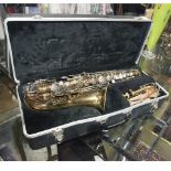 Bundy alto saxophone in case