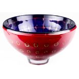 A Swedish cased glass bowl designed by Sven Palmquist for Orrefors