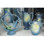 (lot of 5) Roseville vase group