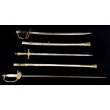 3-19th Century US swords: Diplomatic; Militia and Cavalry officer sabre