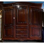 French Provincial Louis XV Style mahogany armoire