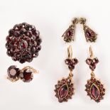 A group of garnet and fourteen karat gold jewelry, incl. Victorian and "style of"