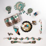 A group of American Southwest silver jewelry, incl. Native American