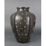 Japanese champleve enamel vase