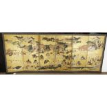 A Japanese six panel Tale of Genji screen