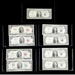 A collection of United States bank notes and silver certificates