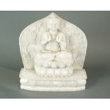 A Chinese alabaster seated buddha