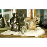 (lot of 3) Inuit carved stone and bone figures each depicting a bear