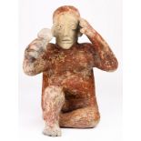 A Pre Columbian Jalisco West Mexico ceramic seated figure Ameca