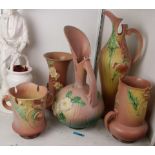 (lot of 5) A Roseville vase group