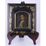 European miniature painting of Napoleon on copper panel