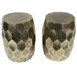 A pair of Contemporary silvered side tables