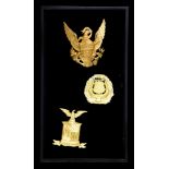 (lot of 3) US gilt metal shako badges or medals