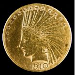 A 1910-S $10 Indian Head Gold coin