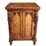 A Victorian burl walnut portfolio cabinet