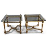 A pair of Hollywood Regency gilt occasional tables