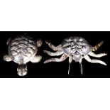 A (lot of 2) Mexican Emilia Los Costillo Plateado silver plate articulated sea creatures