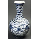 A Chinese blue and white dragon vase