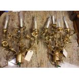 Bronze ormolu floriform light fixtures