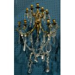 A French gilt bronze and crystal mounted giranandole