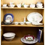 Three shelves of porcelain china