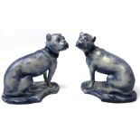 Pair of Delft figures of dogs