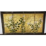 A Japanese chrysathemum four panel screen