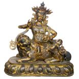 A Chinese gilt bronze seated Manjusri