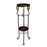 Continental style faux tortoise and gilt bronze tiered pedestal